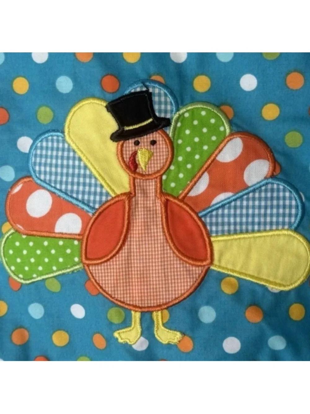 Claire & Charlie Baby Girl Dress Size 3M Turkey Applique Ruffle Colorful Cotton